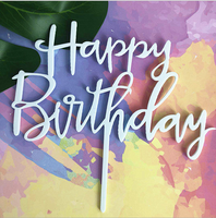 Neues Design Schlichter Schriftzug „Happy Birthday“ Acryl-Kuchenaufsatz in Gold, Roségold, Silber, Schwarz, Blau, Pink – Tortendekoration