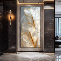 Peinture murale en porcelaine cristalline 3D, design moderne, feuille beige dorée, décoration de la maison, salon, art mural