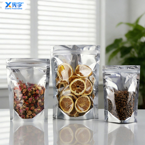 Bolsa de Embalaje de Alimentos Personalizada de Aluminio Plateado, Resistente a la Humedad, con Ventana Transparente <span class=keywords><strong>para</strong></span> Granos y Snacks - Product Image 5
