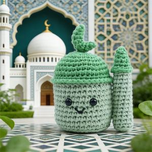 Juguetes Islámicos para Niños Musulmanes, Regalos de Ramadán, Muñeca de Ganchillo Amigurumi, Juguetes de Mezquita - Product Image 3