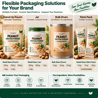 Poudre de protéines d'arachide végétalienne, protéines végétales, emballage prêt à la vente (sachet, pot, boîte) pour les distributeurs et les propriétaires de marques, sans OGM