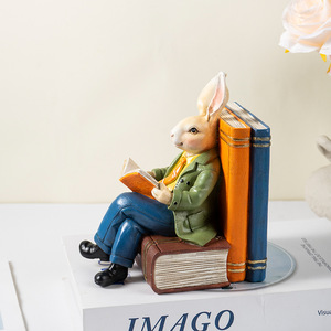 Personalizzato all'ingrosso resina cartone animato animale <span class=keywords><strong>Mr</strong></span> coniglio lettura figura creativa coniglietto Vintage figurina - Product Image 4