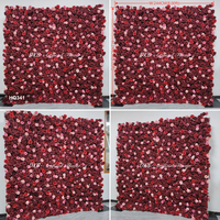 Mur de fleurs artificielles durable 8*8 pieds carré, fait à la main, réaliste, en soie 5D, couleur prune, pour la décoration de fond d'événement