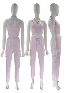 2022 taglie forti da <span class=keywords><strong>donna</strong></span> Set due pezzi primavera canotta Set <span class=keywords><strong>tuta</strong></span> <span class=keywords><strong>tuta</strong></span> con tasche pantaloni <span class=keywords><strong>Cargo</strong></span> completo da <span class=keywords><strong>donna</strong></span> - Product Image 5