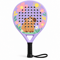 Raquette de padel ronde en fibre de verre durable personnalisée, noyau en mousse EVA de 38 mm, contrôle facile, impression tricolore, sac de transport pour raquette de padel junior