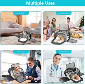 Havayolu onaylı genişletilebilir kedi köpek taşıyıcı yumuşak taraflı <span class=keywords><strong>Pet</strong></span> seyahat taşıyıcısı torba çıkarılabilir polar Pad ve cepler ile - Product Image 4
