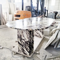 Meubles design en pierre naturelle Tables de salle à manger ovales italiennes Calacatta Viola Marbre Nouveau produit Meubles de salon Table basse