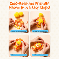 Mini-breloques en peluche DIY, boules pompons moelleuses, porte-clés animaux, ornements en feutre, kit d'artisanat pour enfants pour fêtes d'enfants