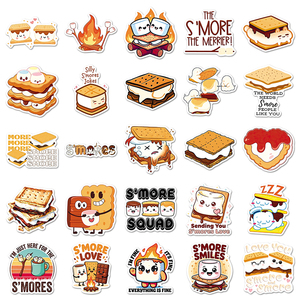 50 Pezzi Adesivi <span class=keywords><strong>Divertenti</strong></span> a Tema S'mores, Dessert e Biscotti, Direttamente dalla Fabbrica, per Piatti, Scrivania, Diario e Decorazioni - Product Image 4