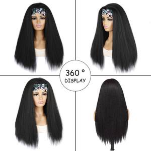 Bán buôn dài Yaki thẳng nổi bật Headband Tóc Giả kinky xoăn tổng hợp tóc Headband tóc giả cho phụ nữ da đen - Product Image 3