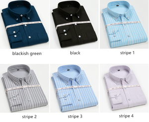 Di alta qualità Su Ordinazione Oxford di Cotone Puro Al 100% Del <span class=keywords><strong>Collare</strong></span> Del Basamento solido a strisce A quadri A Maniche Lunghe Camicia casual per gli uomini - Product Image 4