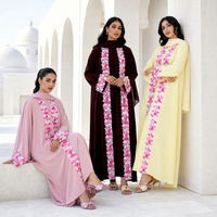 Abaya de fête pour le Ramadan et l'Aïd pour femmes arabes du Golfe et du Moyen-Orient, Kaftan brodé floral, Robe islamique modeste, Vente en gros