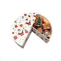 Boîtes cadeaux rondes de Noël, boîtes cadeaux personnalisées avec compartiments, boîtes cadeaux pour bonbons et noix de la veille de Noël, vente en gros d'usine