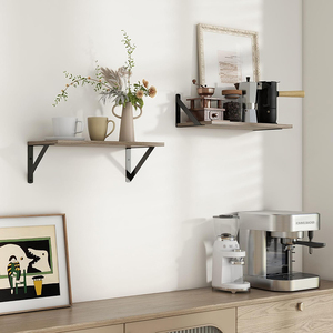Heavy Duty <strong>Floating</strong> <strong>Shelves</strong> Set 2 16W X 8D Rustic <strong>Grey</strong> Wood Wall Mounted <strong>Shelves</strong> for Farmhouse Living Room - Product Image 2