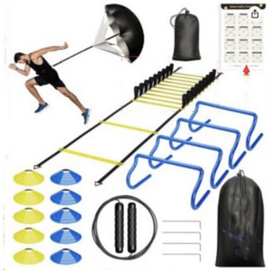 Set de Equipamiento de Entrenamiento para Fútbol, Baloncesto y Voleibol: Escalera de Agilidad, Discos Marcadores y Cubo - Material PP para Uso Interior y Exterior - Product Image 1