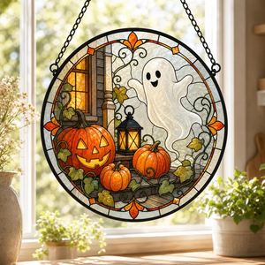 Attrape-soleil en verre teinté personnalisé pour dropshipping, impression 3D, motif fantôme et citrouille d'Halloween, style gothique et mignon, pour porche et décoration murale - Product Image 2