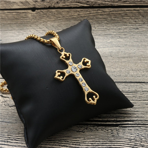 <b>Cross</b> Pendant Necklace Zinc Alloy Cubic Zirconia Unisex Gift Jewelry - Product Image 2