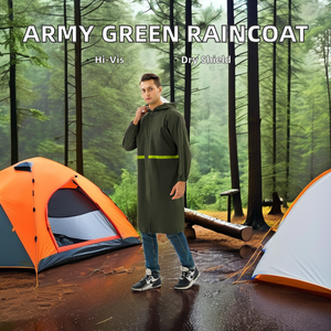 <span class=keywords><strong>Impermeable</strong></span> reflectante para niños, con <span class=keywords><strong>capucha</strong></span> larga, de tela Oxford verde, con logo personalizado impreso, grueso, para camping y actividades al aire libre. - Product Image 2