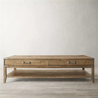 Table basse de style antique, couleur naturelle, bois massif, table à thé, table basse en bois vintage