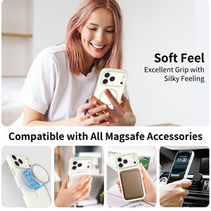 Nuova Cover Magnetica per <span class=keywords><strong>iPhone</strong></span> 17 Pro Max in Tinta Unita con Finitura Effetto Pelle Beige Chiaro e Protezione Lente con Fori di Precisione - Product Image 3