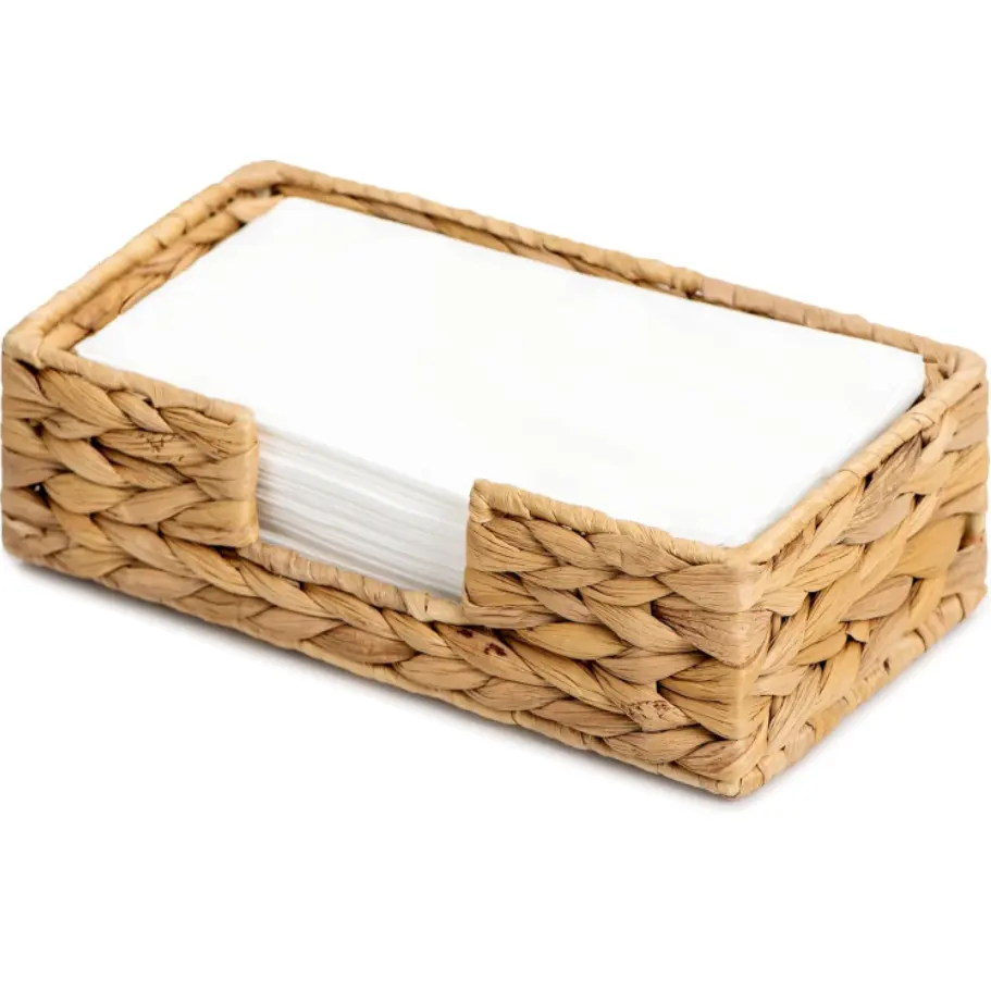 OEM factory wholesale Water hyacinth napkin holder Modern napkin hand woven tray suitable for countertops dining tables