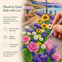 Kit de Peinture Diamant Imprimée KS Craft – Motif Floral, Île, Café, Côtier avec Diamants Effet Scintillant, Écologique