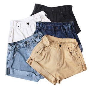 Shorts décontractés pour femme, style étudiant, taille haute, coupe large, en denim de coton respirant et écologique, pour l'été - Product Image 2