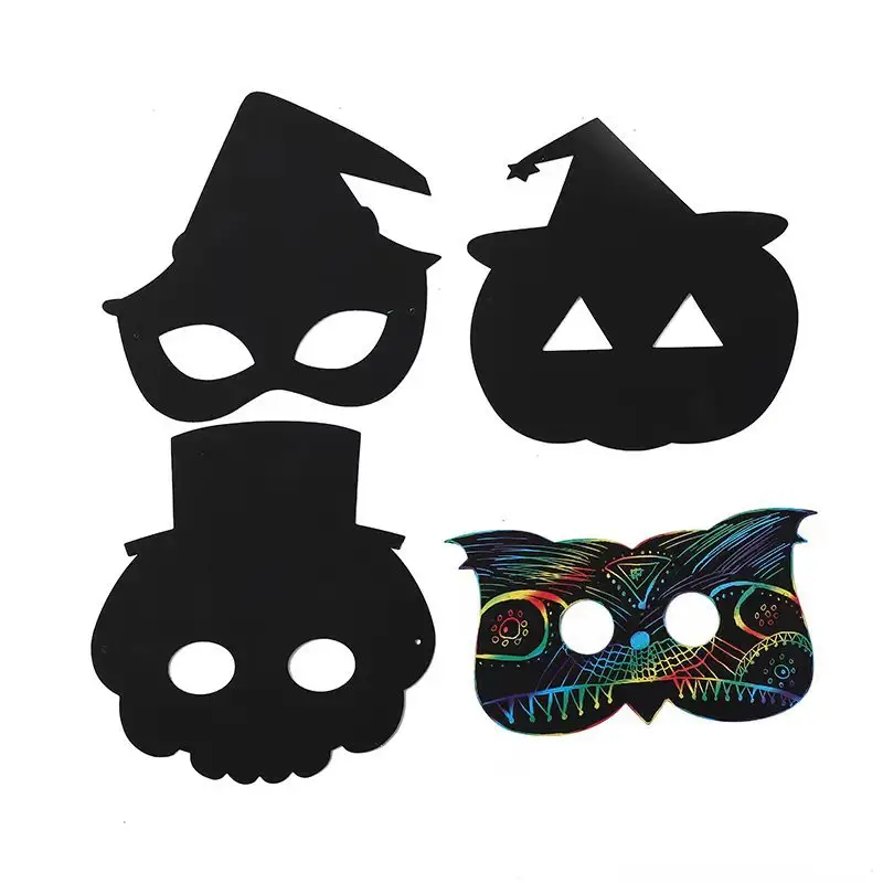 Toptan sihirli Scratch sanat gökkuşağı maskesi Scratch kağıt hayvan maskeleri Diy tasarımı maske