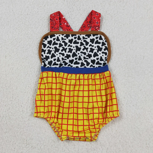 Wholesale Newborn Infant Boys Summer Rompers Sleeveless Cow Yellow Plaid Print Cute Baby Boy <b>Bubble</b> Romper Clothes - Product Image 2