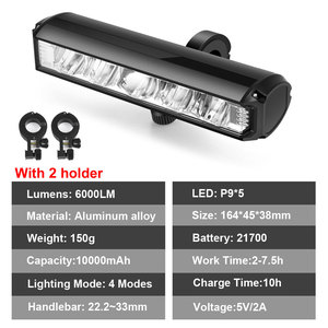 Luz Delantera <span class=keywords><strong>para</strong></span> <span class=keywords><strong>Bicicleta</strong></span>, 10000mAh, 6000 Lúmenes, Impermeable, Linterna con Carga USB, Accesorios <span class=keywords><strong>para</strong></span> Ciclismo de Montaña y Carretera - Product Image 2