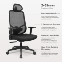 AODA Chaise de bureau ergonomique en maille avec accoudoirs surdimensionnés, roulettes, appui-tête, pivotante, inclinable et soutien lombaire, Silla De Oficina