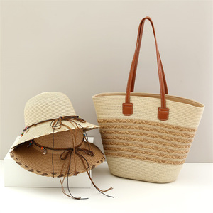 Bán Buôn Bãi Biển <span class=keywords><strong>Hat</strong></span> Và Túi Thiết Lập Cho Phụ Nữ Thời Trang Xu Hướng Thiết Kế Mùa Hè Mặt Trời <span class=keywords><strong>Hat</strong></span> Giấy Rơm <span class=keywords><strong>Hat</strong></span> Và Rơm Bãi Biển Túi Thiết Lập - Product Image 2