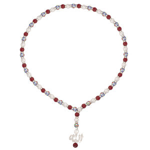 Kalung Rantai Rosario ZDR2502 Islami dengan Manik-Manik Rhinestone Multi-Warna 10 mm dan Liontin <span class=keywords><strong>Allah</strong></span> Perak untuk Doa Muslim - Product Image 6