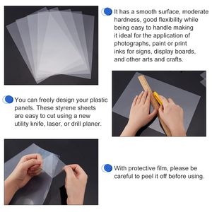 AHANDMAKER 20 pièces de feuilles de <span class=keywords><strong>polystyrène</strong></span> transparentes flexibles, épaisseur 0,01 pouce, 825x1175 pouces, pour la protection, l'artisanat et les modèles DIY - Product Image 4