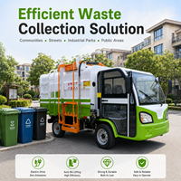 Camion de voirie électrique 4 roues avec chargeur portable intelligent, éclairage halogène, levage hydraulique de conteneurs 72V, véhicule de collecte des déchets toutes saisons
