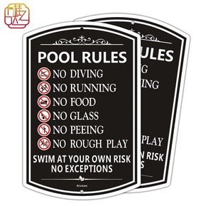 Panneau décoratif de règles de sécurité pour piscine, marqueur durable « Nager à vos propres risques et conséquences » pour piscines privées et commerciales - Product Image 1