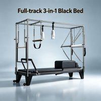 BSW Reformer Pilates 3-en-1 à rail complet noir, lit de Pilates multifonctionnel pour la maison