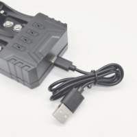 Chargeur de batterie HWD HD-4881A à 4 emplacements avec contrôle indépendant pour piles AA/9V NiMH, indicateur LED rouge/vert, câble de charge USB Type-C, certifié CE