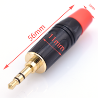 Câble audio stéréo plaqué or 3.5mm TRS Plug Copper Contact pour guitare électrique