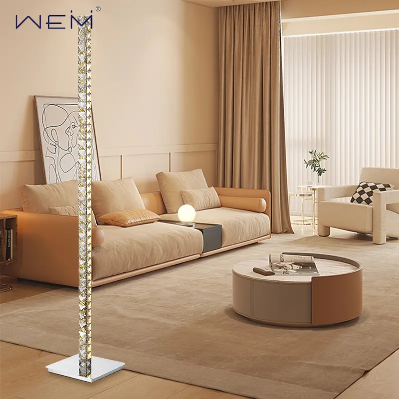 โคมไฟตั้งพื้นโคมไฟตั้งพื้นศิลปะโครเมี่ยมโมเดิร์น 80 โคมไฟห้องนอน Weiyi ร้อนขายคริสตัล LED คริสตัลเรียบง่ายยุโรปเหนือ 10