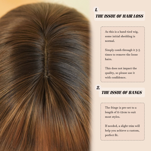 Pelucas de Cabello Sintético de 18 Pulgadas, Color Marrón Cobre con Reflejos Rubio Platino, Cortas con Flequillo, Resistentes al Calor, Fibra Natural Mate - Product Image 6