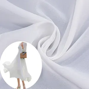 Hochwertiger weißer 75D Chiffon-Stoff mit Spandex-Chiffon-Stoff rolle Großhandels stoff für Kleid