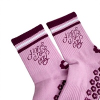 Chaussettes antidérapantes en coton avec logo personnalisé brodé, écologiques, pour le yoga, le Pilates, l'usage quotidien
