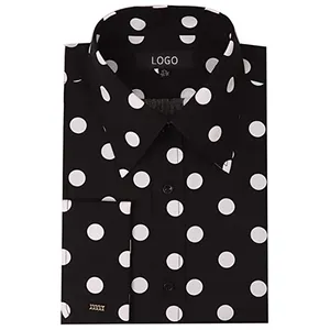 2022 Lange Mouw Franse Manchet Dots Gedrukt Shirts Mannen 100% Katoen Grote Polka Dot Patroon Shirt