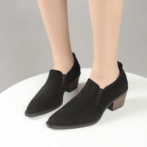 Suede Pointed Toe Deep Mouth Flats Women's Autumn Plus Size British Style Slip-on Professional Shoes 43 - Product Image 1