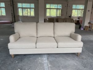 Ensemble de canapé en lin de style hamster traditionnel, housse amovible, design italien simple, blanc, bleu marine - Product Image 4