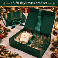 Boîtes cadeaux magnétiques de luxe personnalisées avec ruban vert brillant, fermeture magnétique, grandes boîtes pour bougies, boîte cadeau magnétique XXL pour Noël
