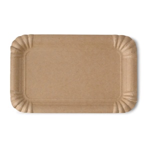 Assiettes en papier kraft rectangulaires jetables biodégradables 13x20 cm pour la vente et le service de pain et de pâtisserie - Product Image 6
