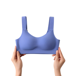 Mx29205456705cqic Sujetador deportivo de soporte medio, sin aros, con tirantes ajustables, cuello redondo de spandex, para yoga, gimnasio, mujeres adultas - Product Image 1
