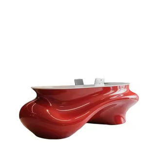 Mostrador de Recepción Extensible Moderno Rojo Personalizado, Impreso en 3D, Moldeado en una Sola Pieza con Forma Curva Compleja para Edificios de Oficinas y Hoteles - Product Image 1